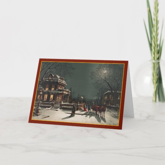 Weihnachtsabend Party - Vintage Karte (Vorderseite)