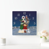 Weihnachtsabend Quadratische Wanduhr (Zuhause)