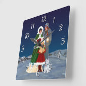 Weihnachtsabend Quadratische Wanduhr (Winkel)
