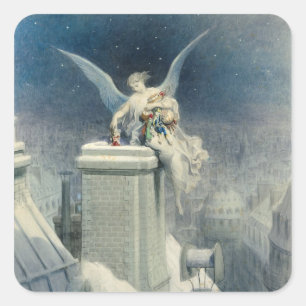 Weihnachtsabend Quadratischer Aufkleber