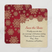 Weihnachtsabend Rote Schneeflocken Save the Date (Vorne/Hinten)
