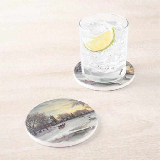 Weihnachtsabend Sandstein Untersetzer (Seite)