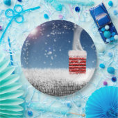 Weihnachtsabend Schnee Winter Schornstein Dachterr Pappteller (Party)