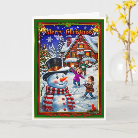 Weihnachtsabend Snowball-Kampf Karte (Gelbe Blume)