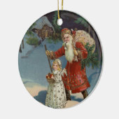 Weihnachtsabend | Vintager Urlaub Keramik Ornament (Links)