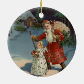Weihnachtsabend | Vintager Urlaub Keramik Ornament (Hinten)
