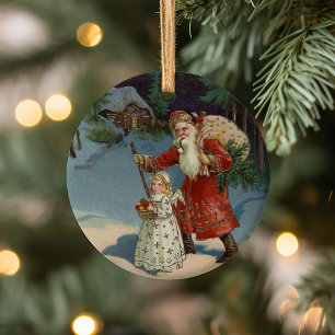 Weihnachtsabend   Vintager Urlaub Keramik Ornament