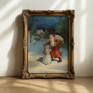 Weihnachtsabend   Vintager Urlaub Poster