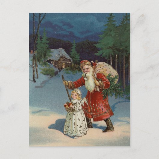 Weihnachtsabend | Vintager Urlaub Postkarte (Vorderseite)