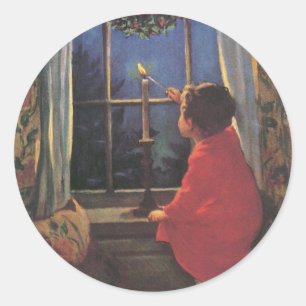 Weihnachtsabend von Jessie Willcox Smith Runder Aufkleber