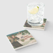 Weihnachtsabend Walk Weihnachten Steinuntersetzer (Seitenansicht)