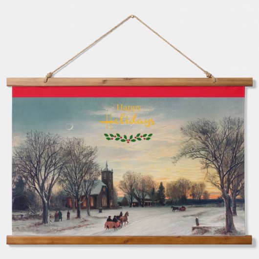 Weihnachtsabend Wandteppich Mit Holzrahmen (Vorne)