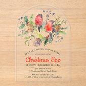 Weihnachtsabend Wasserfarbe Bullfinch Blumenkohl Acryleinladungen (Vorderseite)