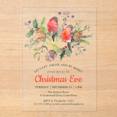 Weihnachtsabend Wasserfarbe Bullfinch Blumenkohl Acryleinladungen (Vorderseite)