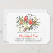 Weihnachtsabend Wasserfarbe Bullfinch Blumenkohl Einladung (Vorderseite)