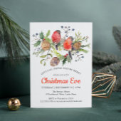 Weihnachtsabend Wasserfarbe Bullfinch Blumenkohl Einladung