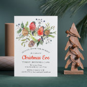 Weihnachtsabend Wasserfarbe Bullfinch Blumenkohl Einladung