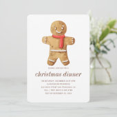 Weihnachtsabend Wasserfarbe Lebkuchen Mann Einladung (Stehend Vorderseite)