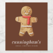 Weihnachtsabend Wasserfarbe Lebkuchen Mann Weinetikett (Einzelnes Label)