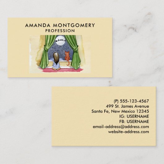 Weihnachtsabend Wasserfarbe Niedlich Kind & Kiteka Visitenkarte (Vorne/Hinten)