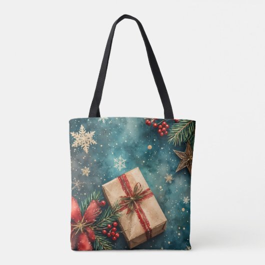 Weihnachtsabend Wasserfarbe Tasche (Rückseite)