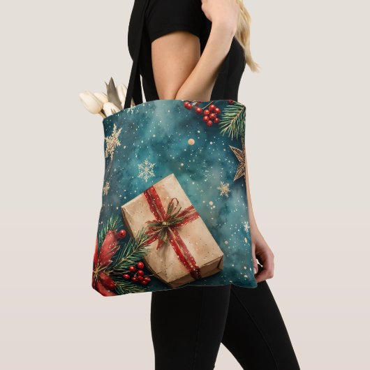 Weihnachtsabend Wasserfarbe Tasche (Von Nahem)