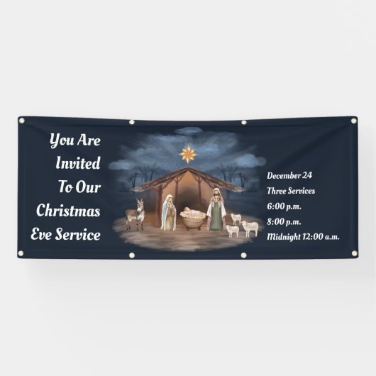 Weihnachtsabend Weihnachtskrippe Christliche Kirch Banner (Horizontal)
