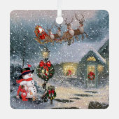 Weihnachtsabend Winter Schnee Weihnachtslied Jahr Ornament Aus Metall (Vorderseite)