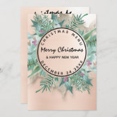 Weihnachtsabend Wintermenü Blush Bloral Menükarte (Vorne/Hinten)