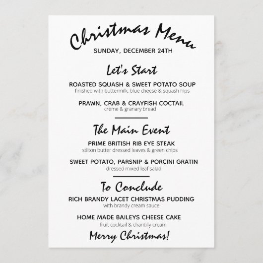 Weihnachtsabend Wintermenü Heller Grüner Baum Menükarte (Rückseite)