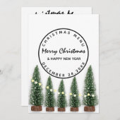 Weihnachtsabend Wintermenü Heller Grüner Baum Menükarte (Vorne/Hinten)