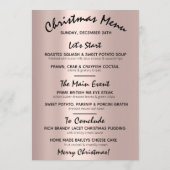 Weihnachtsabend Wintermenü Leichte grüne Rose Menükarte (Rückseite)