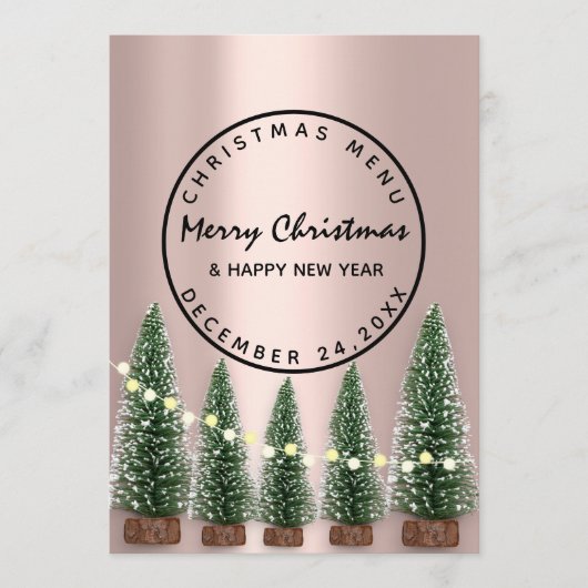 Weihnachtsabend Wintermenü Leichte grüne Rose Menükarte (Vorderseite)