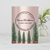 Weihnachtsabend Wintermenü Rose Grün Menükarte (Stehend Vorderseite)