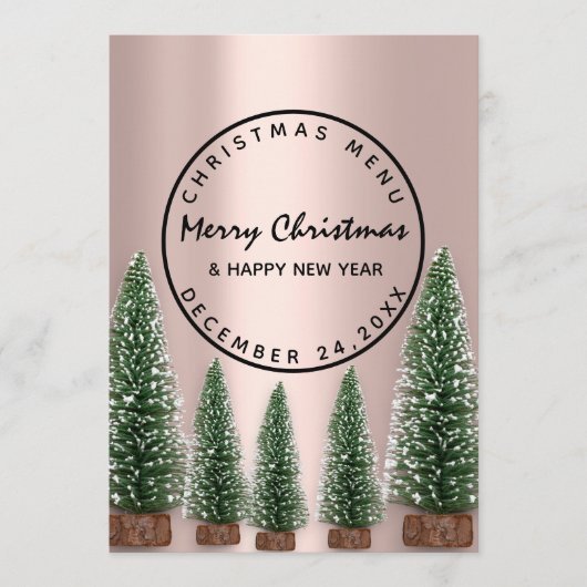 Weihnachtsabend Wintermenü Rose Grün Menükarte (Vorderseite)