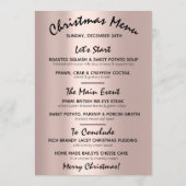 Weihnachtsabend Wintermenü Rose Moderne Menükarte (Rückseite)