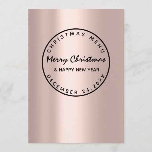 Weihnachtsabend Wintermenü Rose Moderne Menükarte (Vorderseite)