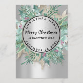 Weihnachtsabend Wintermenü Silver Floral Menükarte (Vorderseite)
