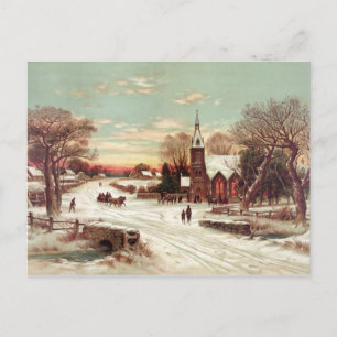 Weihnachtsabend-Winterszene Postkarte
