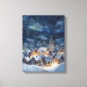 Weihnachtsabenddorf im Schnee Leinwanddruck (Vorderseite)