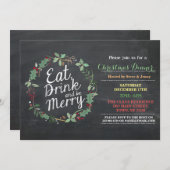 Weihnachtsabendessen essen Getränk u. sind Einladung (Vorne/Hinten)