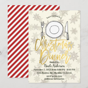 WEIHNACHTSABENDESSEN FESTTAGSPARTY Creme Elfenbein Einladung