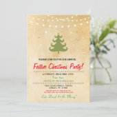 Weihnachtsabendessen-Party-Baum beleuchtet Sterne Einladung (Stehend Vorderseite)