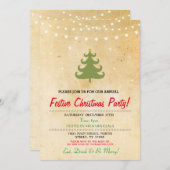 Weihnachtsabendessen-Party-Baum beleuchtet Sterne Einladung (Vorne/Hinten)