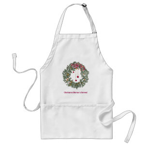 Weihnachtsabendessen wird gedient schürze
