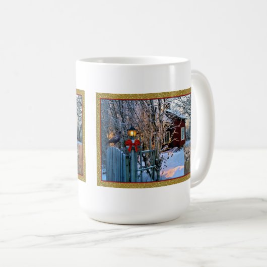 Weihnachtsabends-Besucher (Puma und Krähe) Kaffeetasse (VorderseiteRechts)