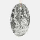 Weihnachtsabends-Festlichkeiten auf einem Keramikornament (Rechts)