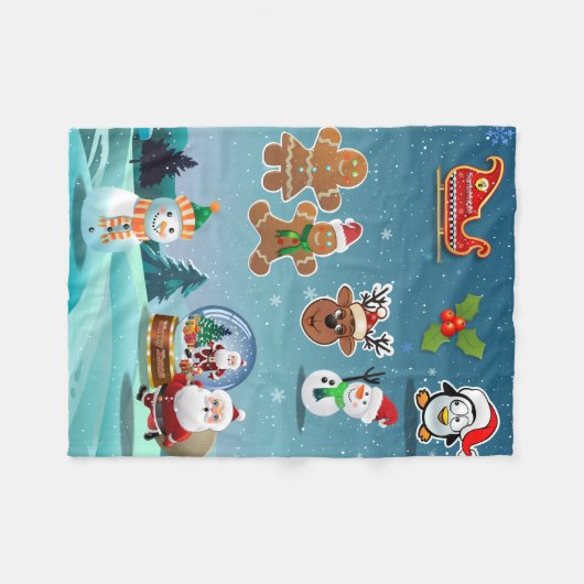 Weihnachtsabends-Szene Fleecedecke (Vorderseite (Horizontal))