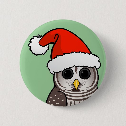 Weihnachtsabgehaltene Eule Sankt Button (Vorderseite)