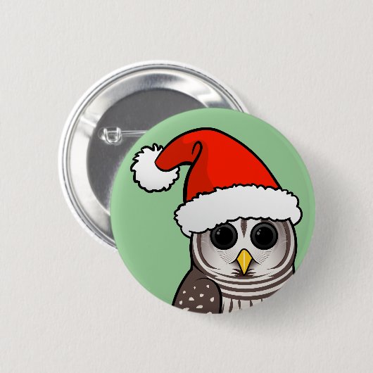 Weihnachtsabgehaltene Eule Sankt Button (Vorne & Hinten)